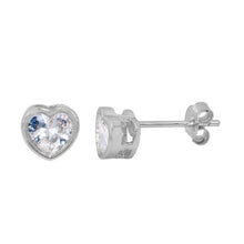 Load image into Gallery viewer, Boucles d'oreilles Coeur &amp; zircon Argrnt 925
