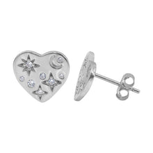 Load image into Gallery viewer, Boucles d'oreilles Coeur &amp; zircon cubique
