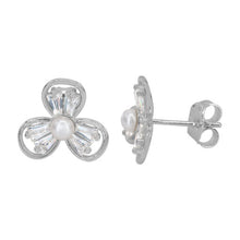 Load image into Gallery viewer, Boucles d'oreilles argent zircon cubique &amp; perle
