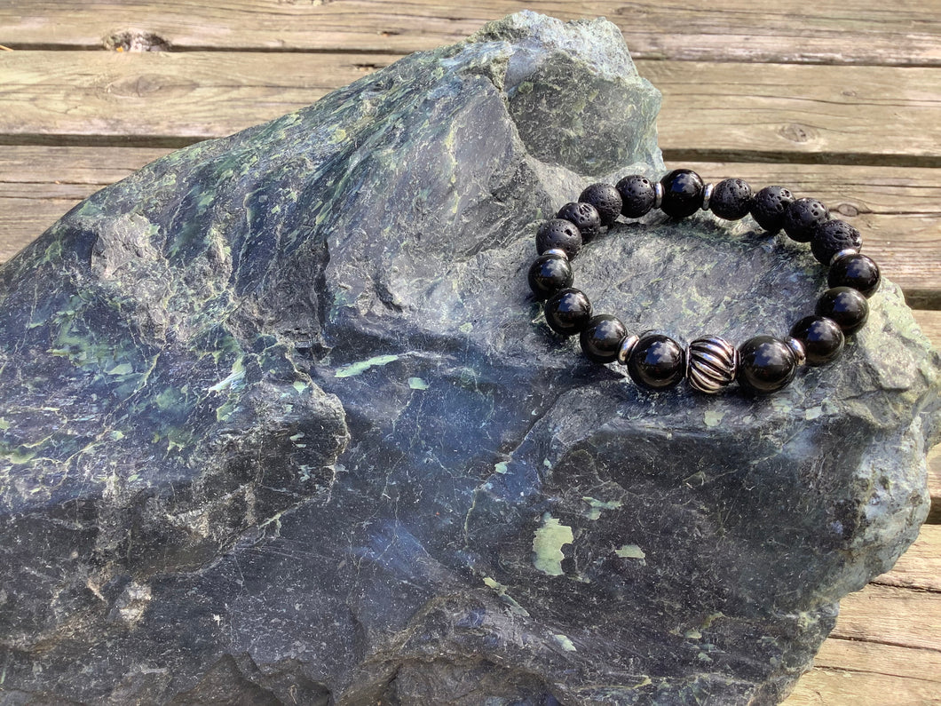 Bracelet Pierre Lava et Onyx