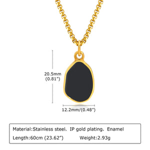 Pendentif Ovale Émaillé Acier Inoxydable