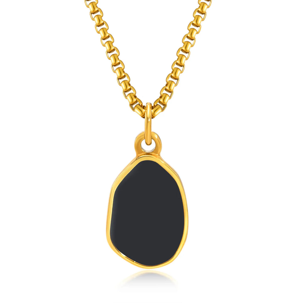 Pendentif Ovale Émaillé Acier Inoxydable