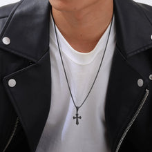 Charger l&#39;image dans la galerie, Pendentif Croix&amp;Chaine Acier Inox Noir
