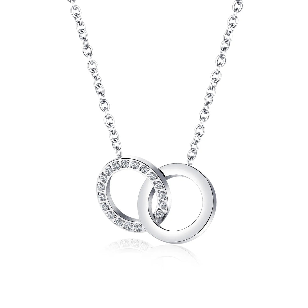 Collier Cercle Acier Inoxydable et Zicon