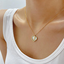 Charger l&#39;image dans la galerie, Pendentif Coeur&amp;Chaine Nacre Acier Inoxydable
