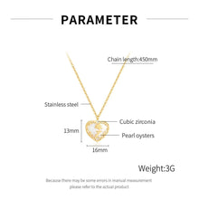 Charger l&#39;image dans la galerie, Pendentif Coeur&amp;Chaine Nacre Acier Inoxydable
