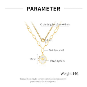 Collier Nacre Motif Abeille Acier Inoxydable