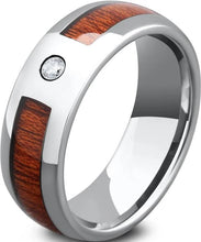 Charger l'image dans la galerie, Bague 8mm en Tungstène en bois &amp; zircon
