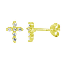 Load image into Gallery viewer, Boucles d&#39;oreilles Argent Croix
