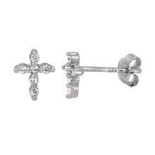 Load image into Gallery viewer, Boucles d&#39;oreilles Argent Croix
