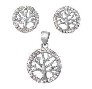Tree of life Silver pendant and earrings