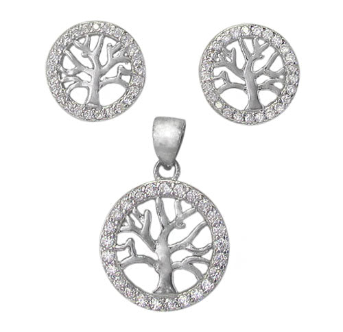 Tree of life Silver pendant and earrings