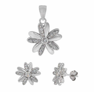 Pendentif Argent et B. d'oreilles Fleurs