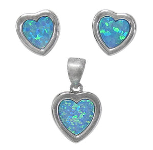 Silver hearts pendant and earrings