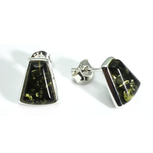 Boucles d'oreilles Argent Ambre Vert