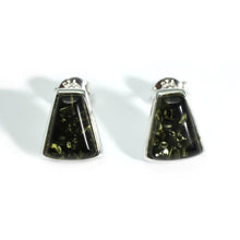 Load image into Gallery viewer, Silver Amber Green Earrings
