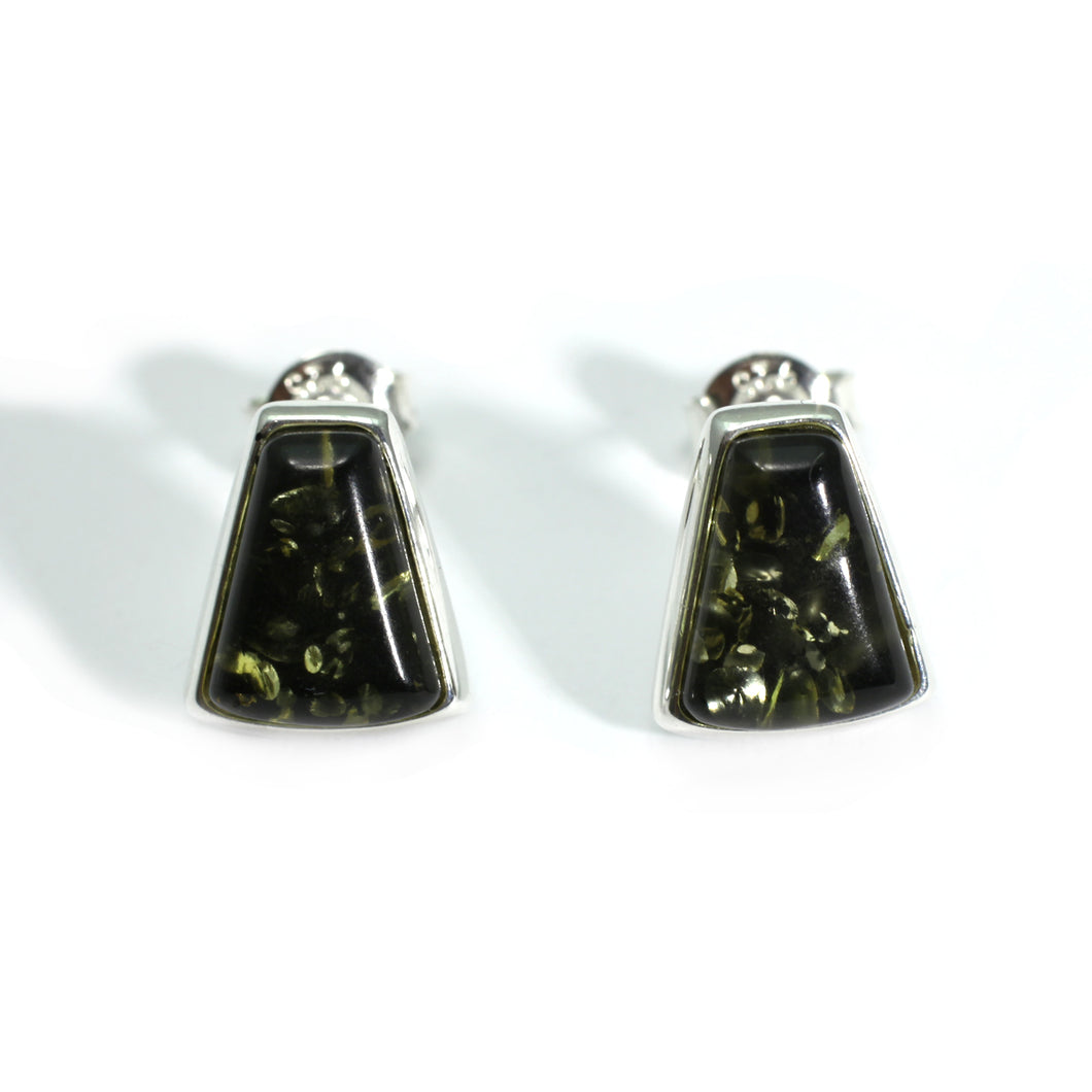 Boucles d'oreilles Argent Ambre Vert