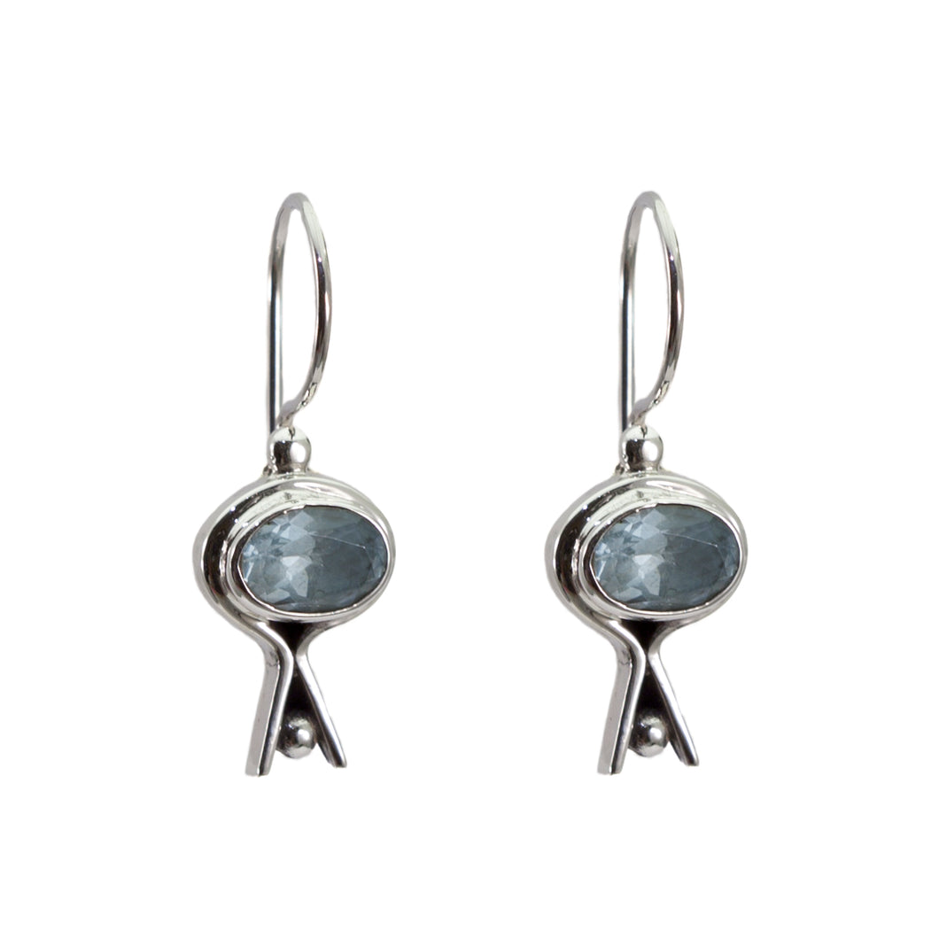 Boucles d'oreilles Argent Topaz Bleu