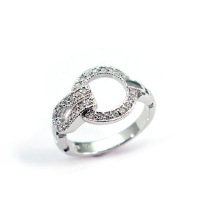 Silver and zircon ring