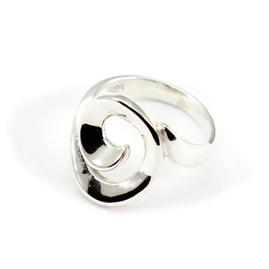 Curved silver ring