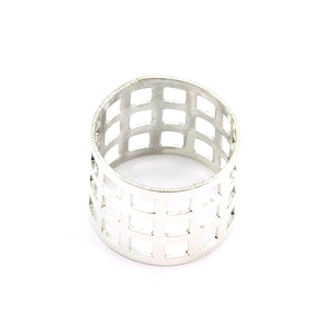 Checkerboard silver ring