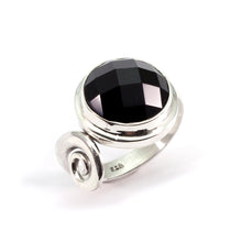 Load image into Gallery viewer, Faceted onyx silver ring
