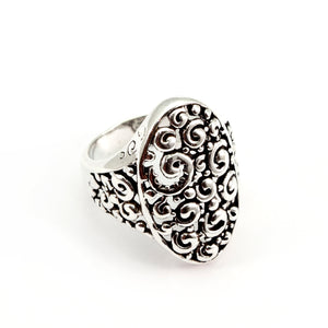 Silver scroll ring