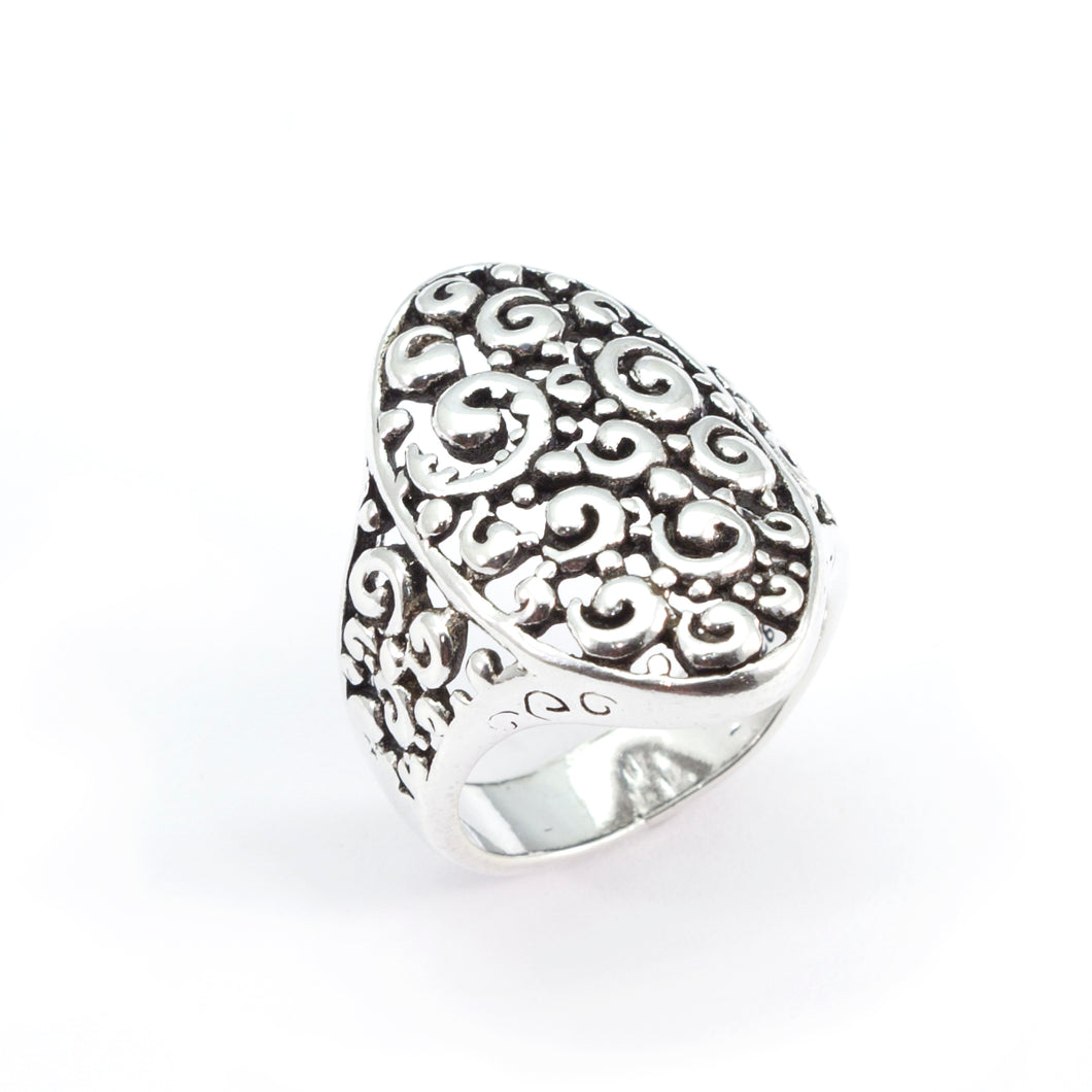 Silver scroll ring